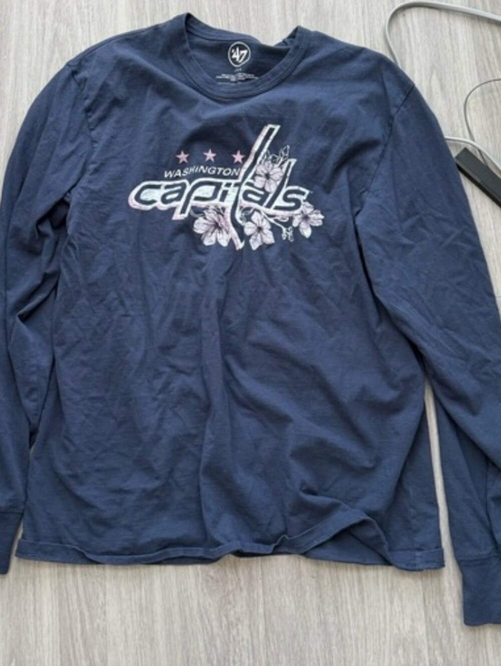 Washington Capitals Navy Long Sleeve Shirt Cherry Blossoms